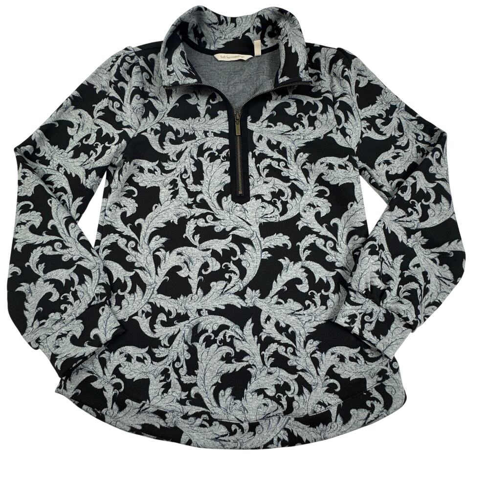 Soft Surroundings Super Soft Paisley Print 1/4 Zip Pullover Top Women's Size XS